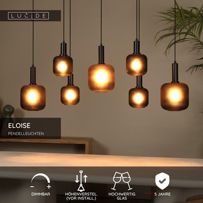 Lucide ELOISE - Pendelleuchten - 7xE27 - Schwarz